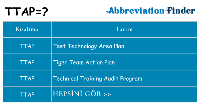 ttap ne anlama geliyor