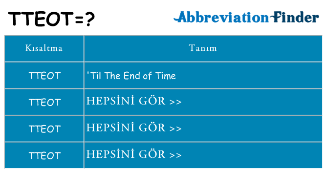 tteot ne anlama geliyor