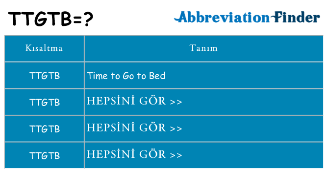ttgtb ne anlama geliyor