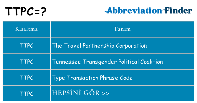 ttpc ne anlama geliyor