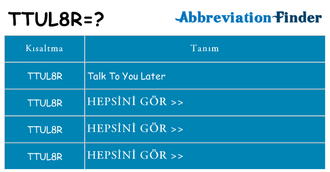 ttul8r ne anlama geliyor