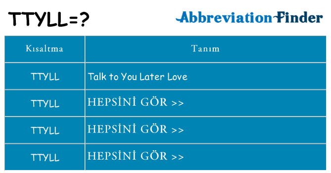 ttyll ne anlama geliyor