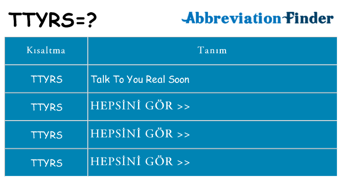 ttyrs ne anlama geliyor