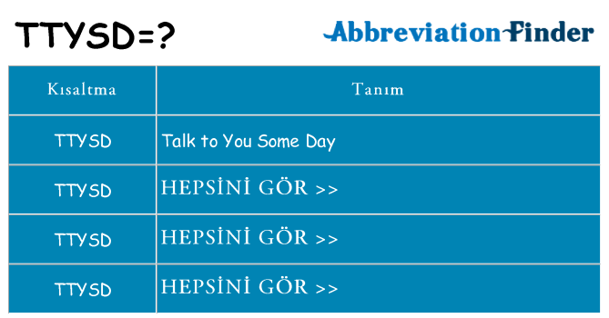 ttysd ne anlama geliyor