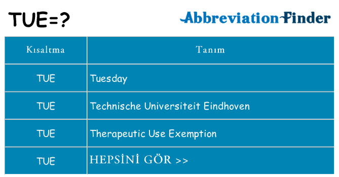 tue ne anlama geliyor