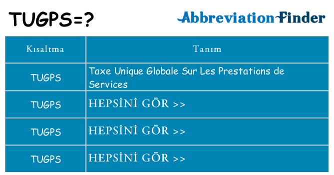 tugps ne anlama geliyor