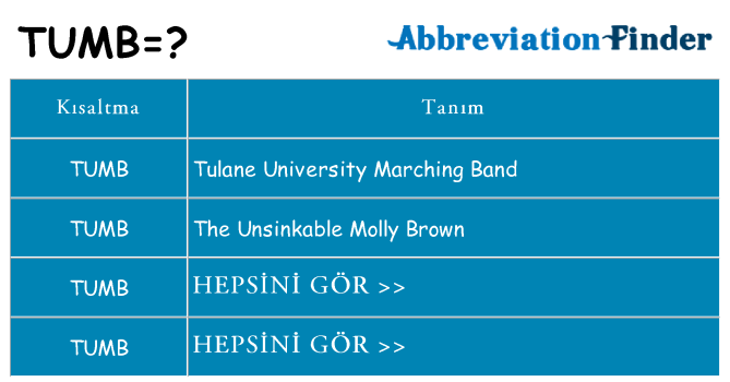 tumb ne anlama geliyor