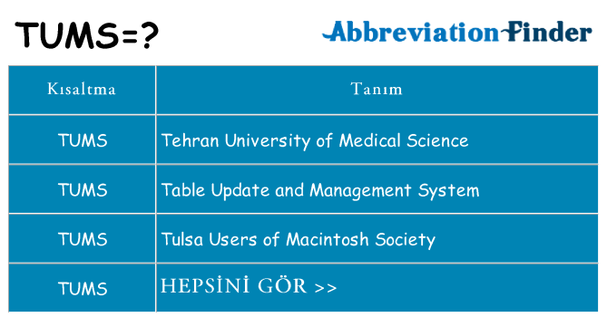 tums ne anlama geliyor