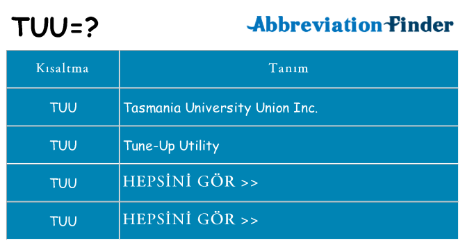 tuu ne anlama geliyor