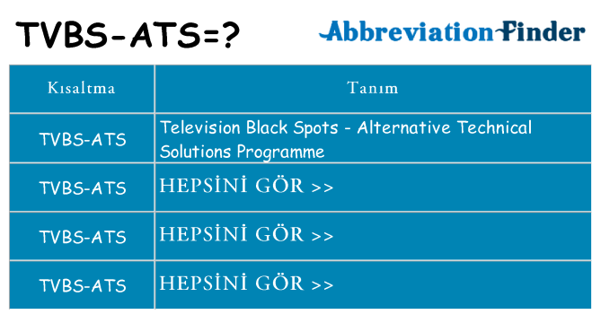 tvbs-ats ne anlama geliyor