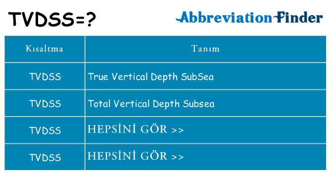tvdss ne anlama geliyor