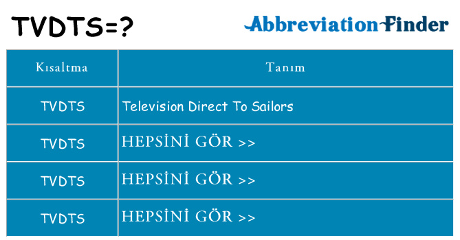 tvdts ne anlama geliyor