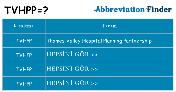 tvhpp ne anlama geliyor