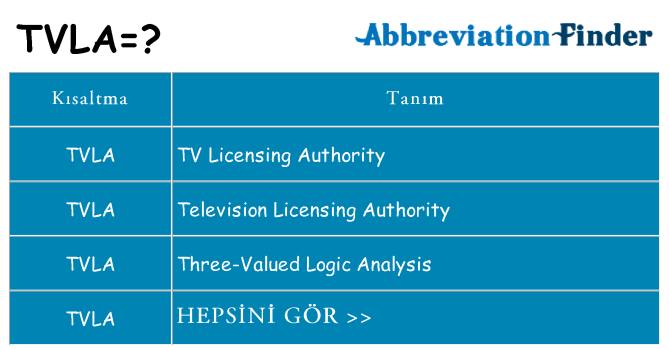 tvla ne anlama geliyor