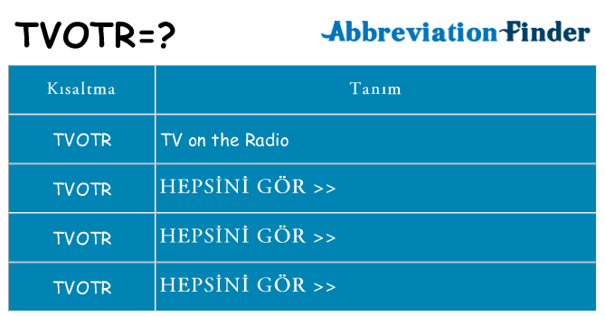 tvotr ne anlama geliyor