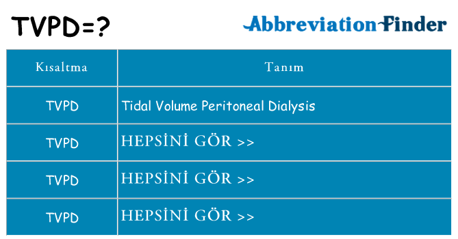 tvpd ne anlama geliyor