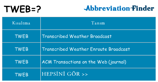 tweb ne anlama geliyor