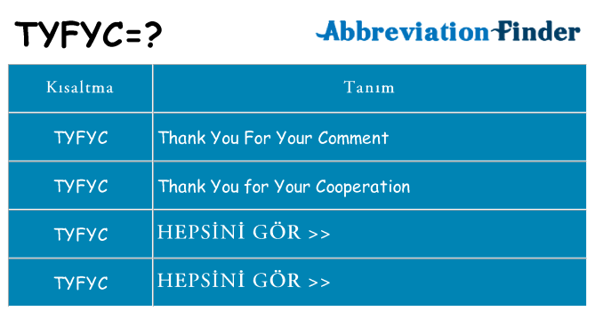 tyfyc ne anlama geliyor