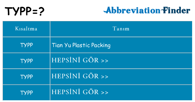 typp ne anlama geliyor