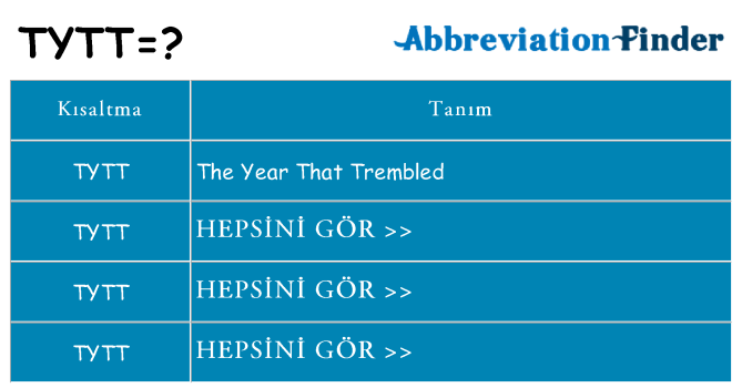 tytt ne anlama geliyor