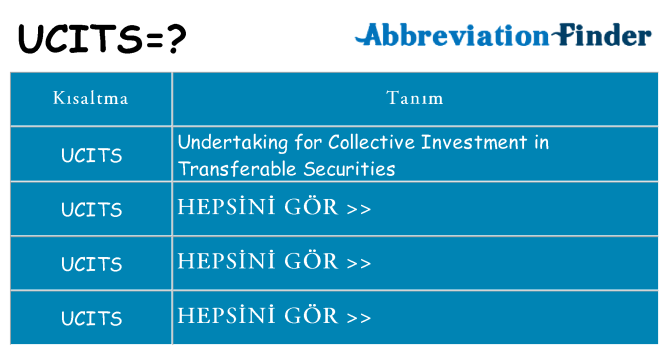 ucits ne anlama geliyor