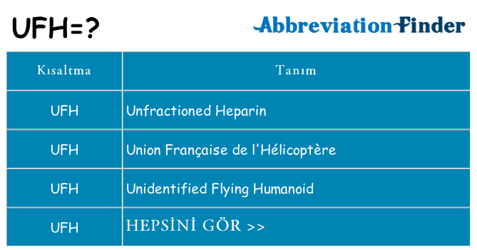 ufh ne anlama geliyor