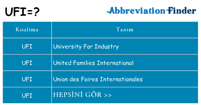ufi ne anlama geliyor