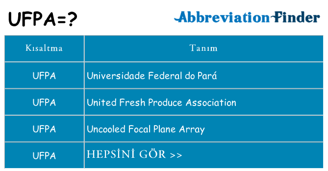 ufpa ne anlama geliyor