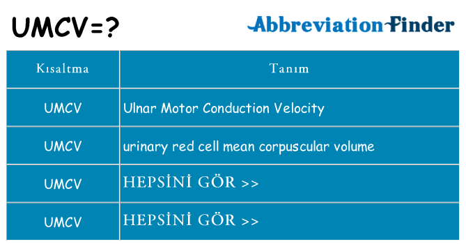 umcv ne anlama geliyor