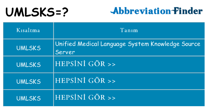 umlsks ne anlama geliyor