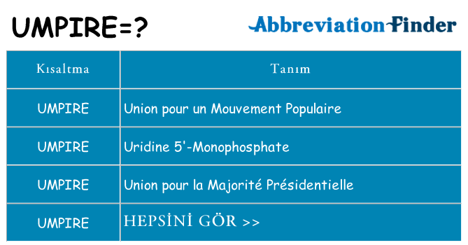 umpire ne anlama geliyor