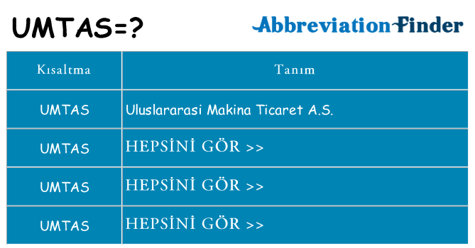 umtas ne anlama geliyor