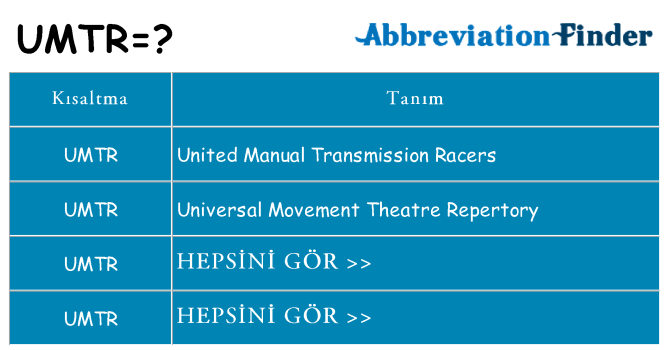 umtr ne anlama geliyor