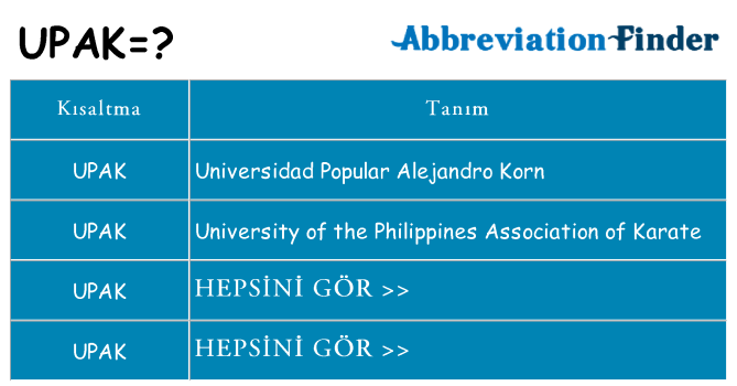 upak ne anlama geliyor