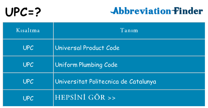 upc ne anlama geliyor