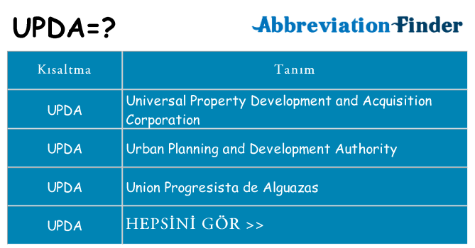 upda ne anlama geliyor