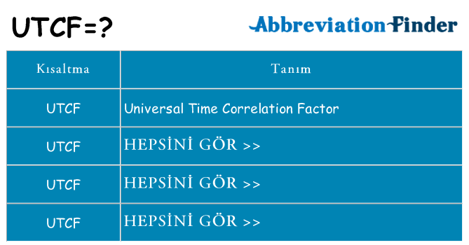 utcf ne anlama geliyor