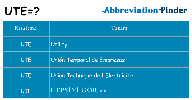 ute ne anlama geliyor