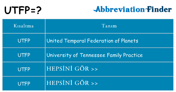 utfp ne anlama geliyor