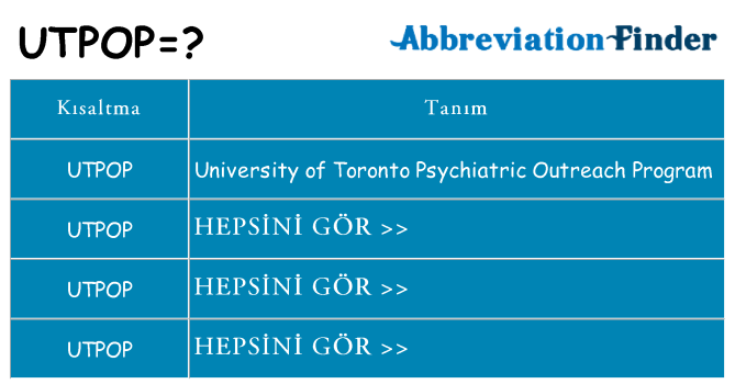 utpop ne anlama geliyor