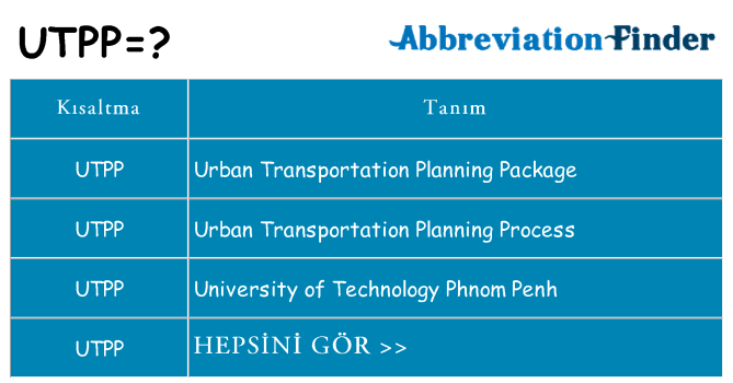 utpp ne anlama geliyor