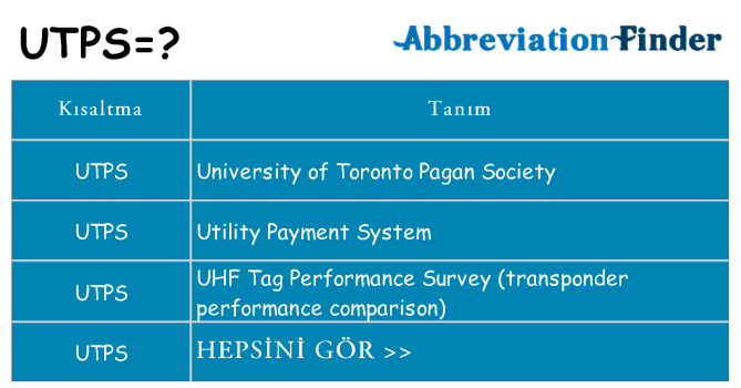 utps ne anlama geliyor