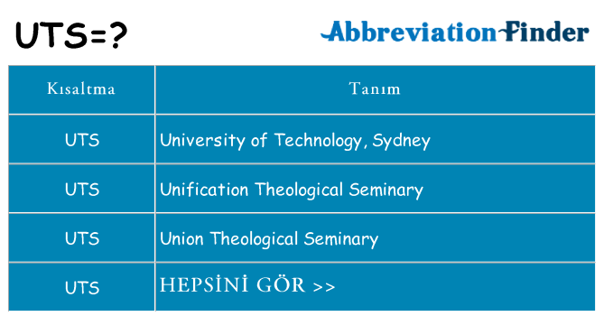 uts ne anlama geliyor