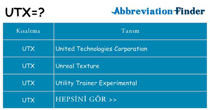 utx ne anlama geliyor