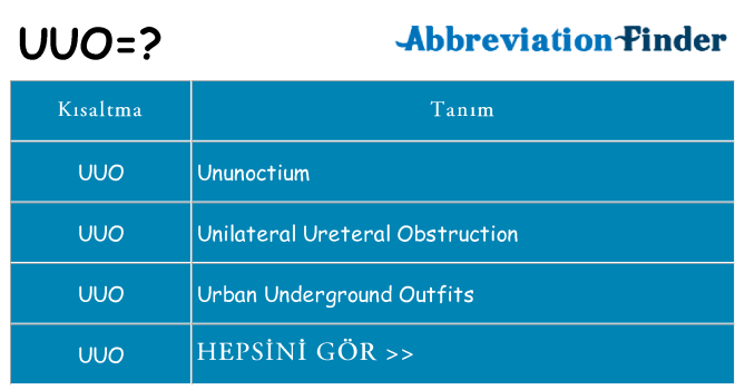 uuo ne anlama geliyor