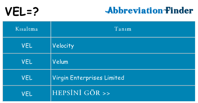 vel ne anlama geliyor