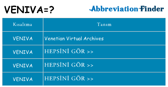 veniva ne anlama geliyor