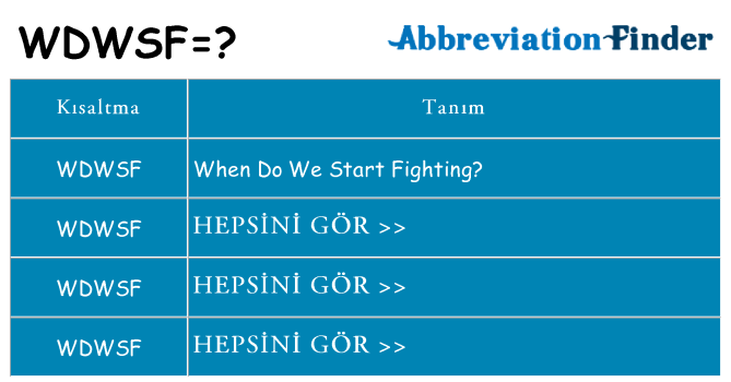 wdwsf ne anlama geliyor