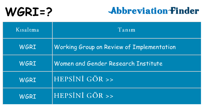 wgri ne anlama geliyor