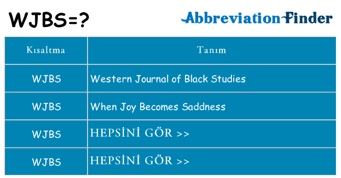 wjbs ne anlama geliyor
